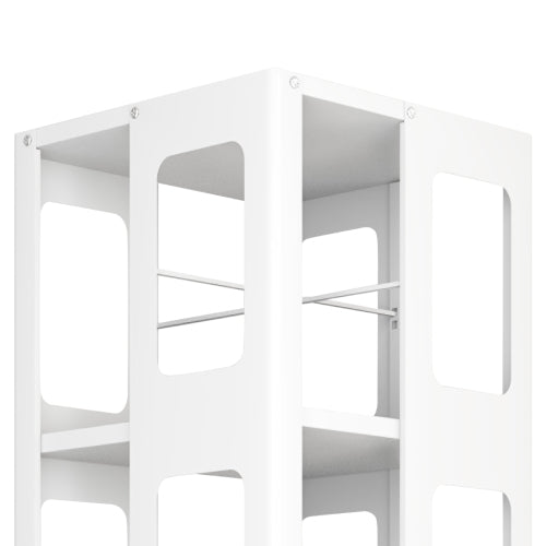 4-Tier All-Steel Rotating Bookshelf With 360  Wheels, Large Size Sturdy   Spacious Book Rack, New Style White Bookshelf,Easy Assembly