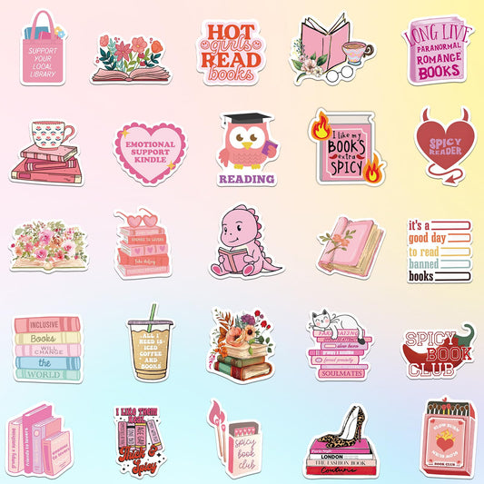 Book Stickers For Kindle, Romance Book Stickers, Aesthetic Bookish Stickers For Adults, Vinyl Decals For Laptops, Water Bottles, Booktok Book Lovers Gifts Scrapbooking Stickers,Amazon Is Banned
