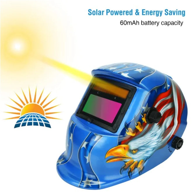 Welding Helmet Solar Powered Auto Darkening Hood With Adjustable Wide Shade Range 9-13