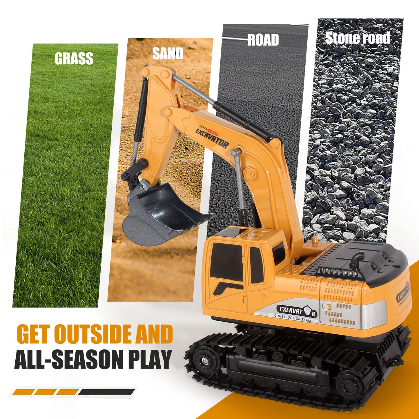 2025 Remote Control Excavator RC Digger Truck Construction Vehicles Boys Toys,with Metal Shovel & Light.Boy Presents, Birthday Presents,Logistics Is Sent Randomly By UPS,USPS