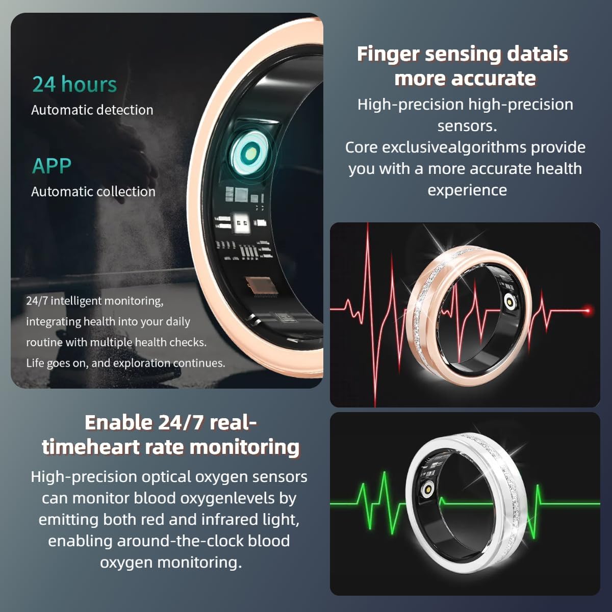 2025 New Rose Gold Diamond Smart Ring