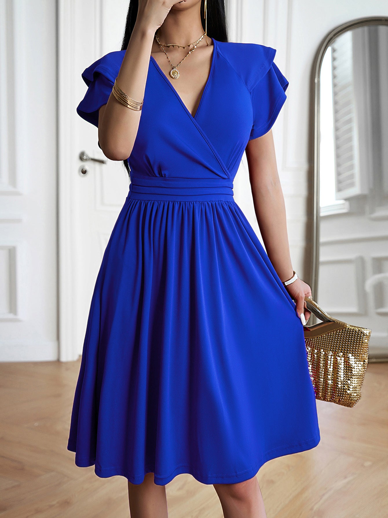 Elegant V-neck Midi Dress