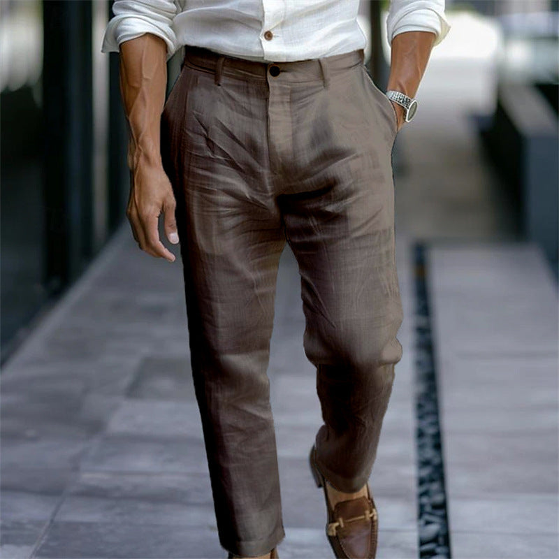 Solid Pocket Casual Trousers
