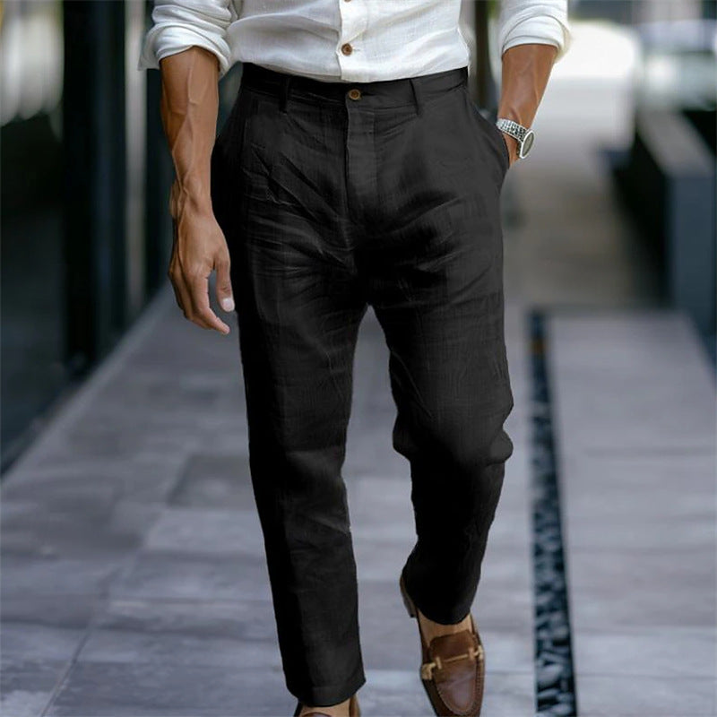 Solid Pocket Casual Trousers
