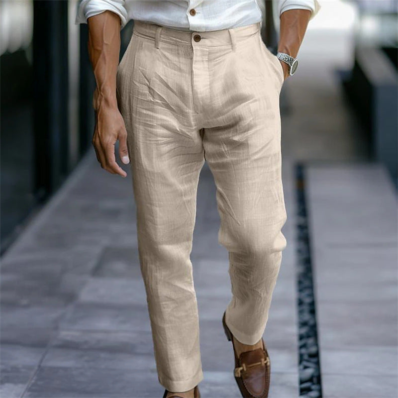 Solid Pocket Casual Trousers