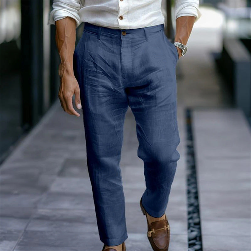 Solid Pocket Casual Trousers