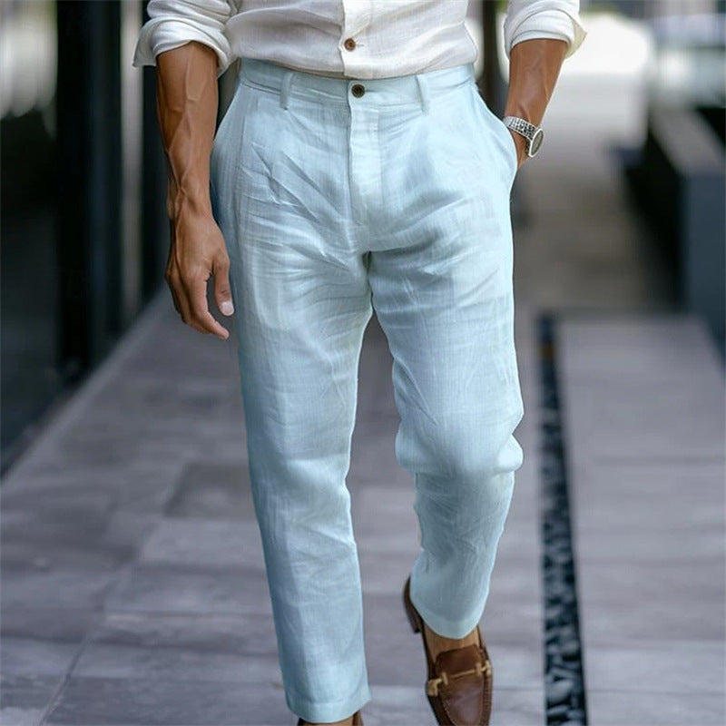 Solid Pocket Casual Trousers
