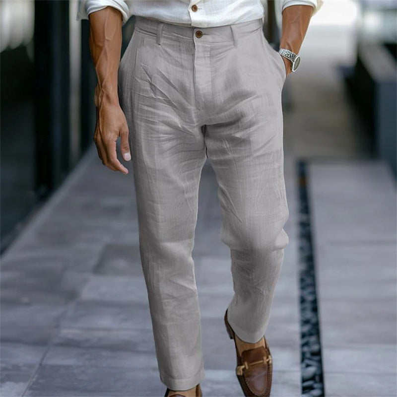 Solid Pocket Casual Trousers