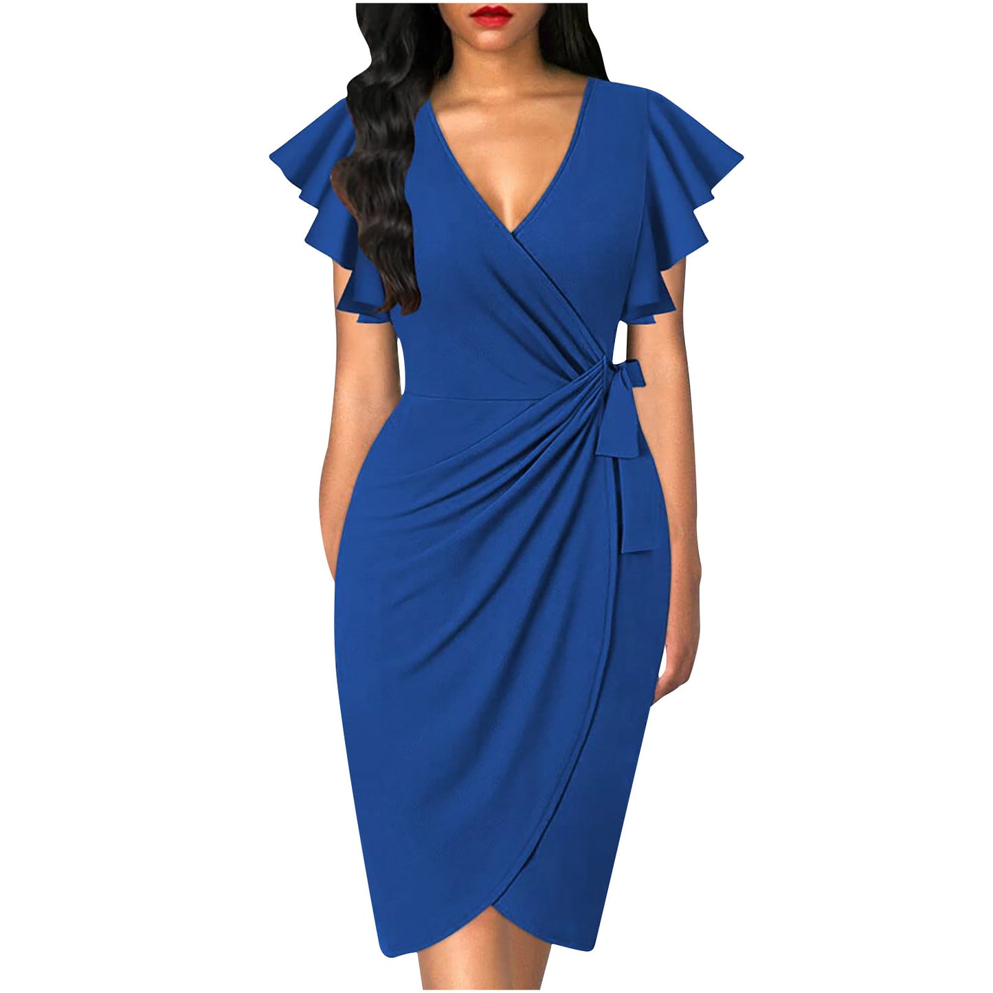 Pleated Solid Color Dress