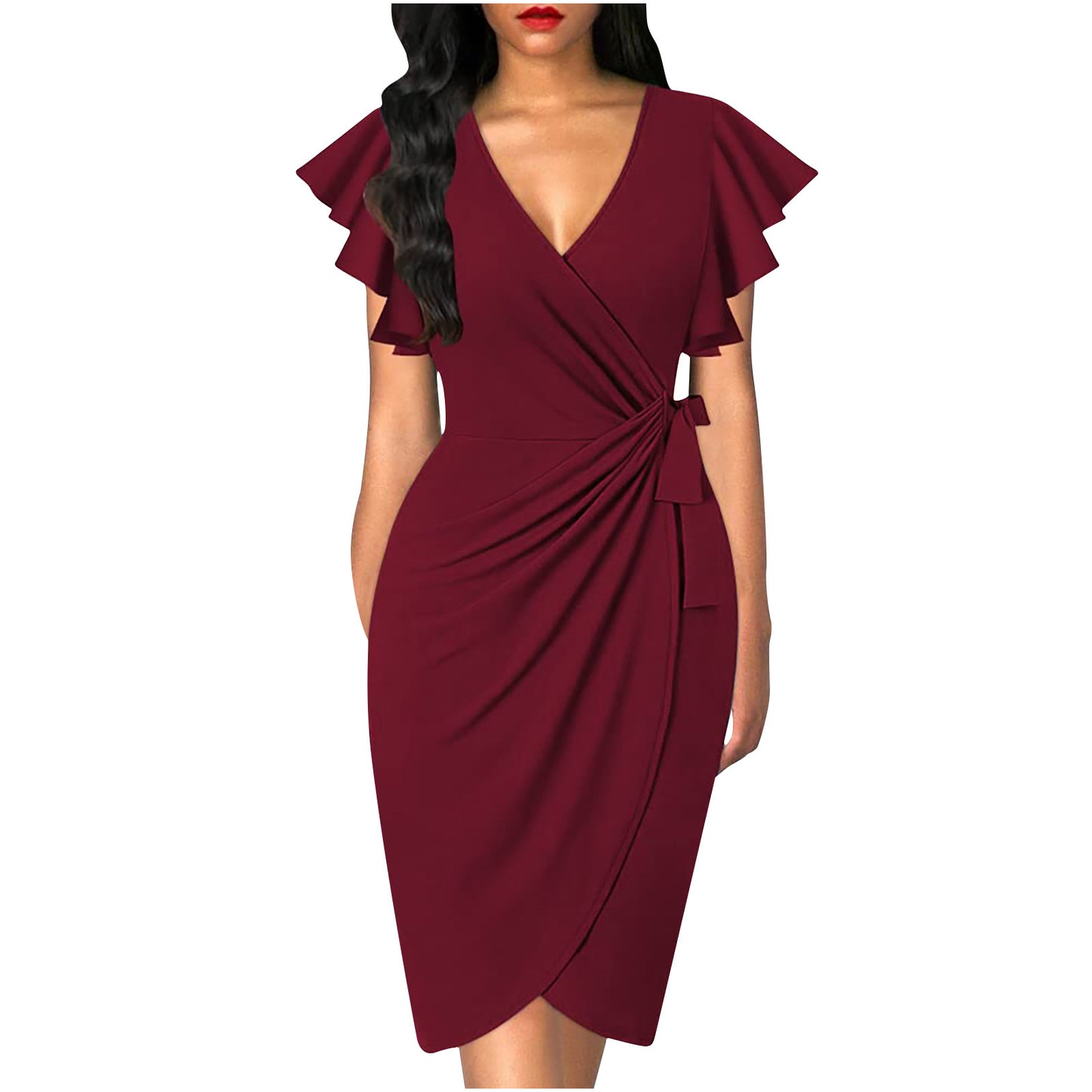 Pleated Solid Color Dress
