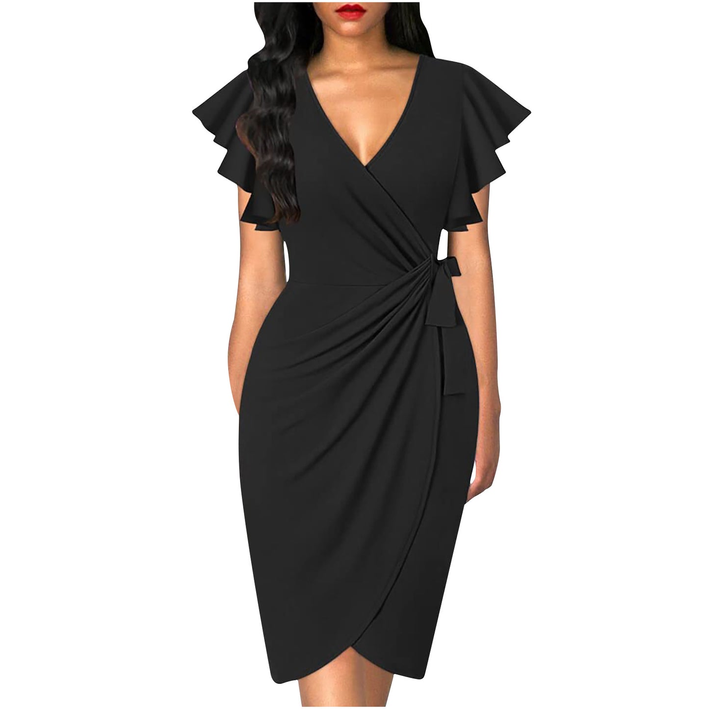 Pleated Solid Color Dress
