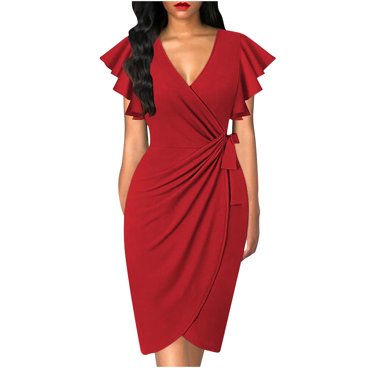Pleated Solid Color Dress