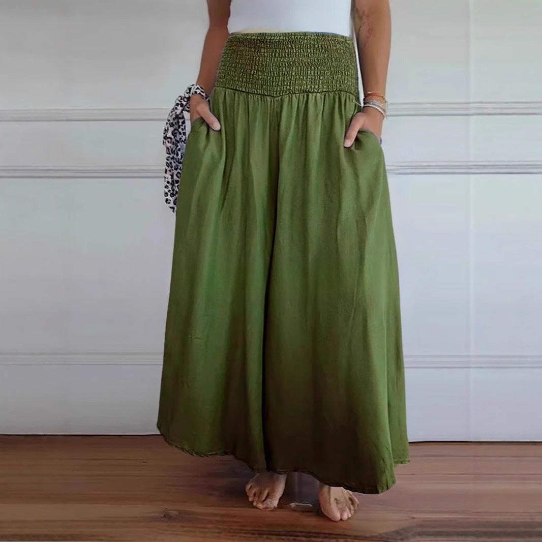 Women's Wide-leg Elastic Waist Pants
