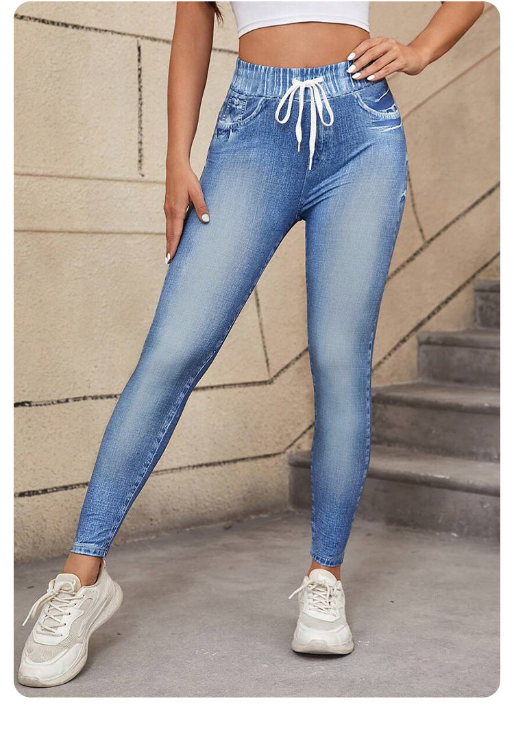 Drawstring Ripped Jeans