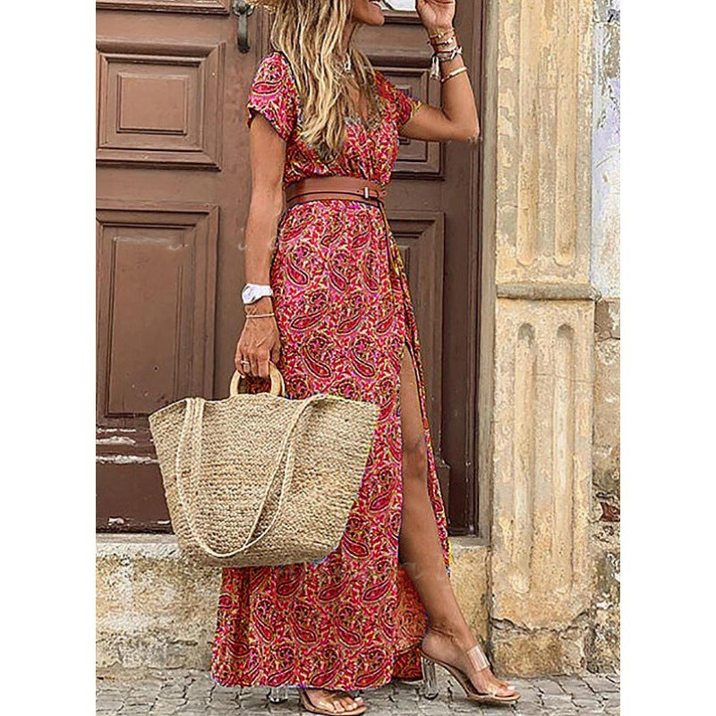 V-Neck Floral Dress