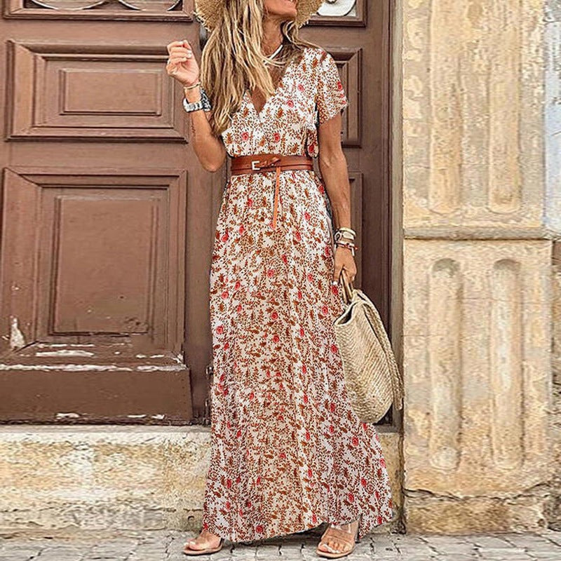 V-Neck Floral Dress