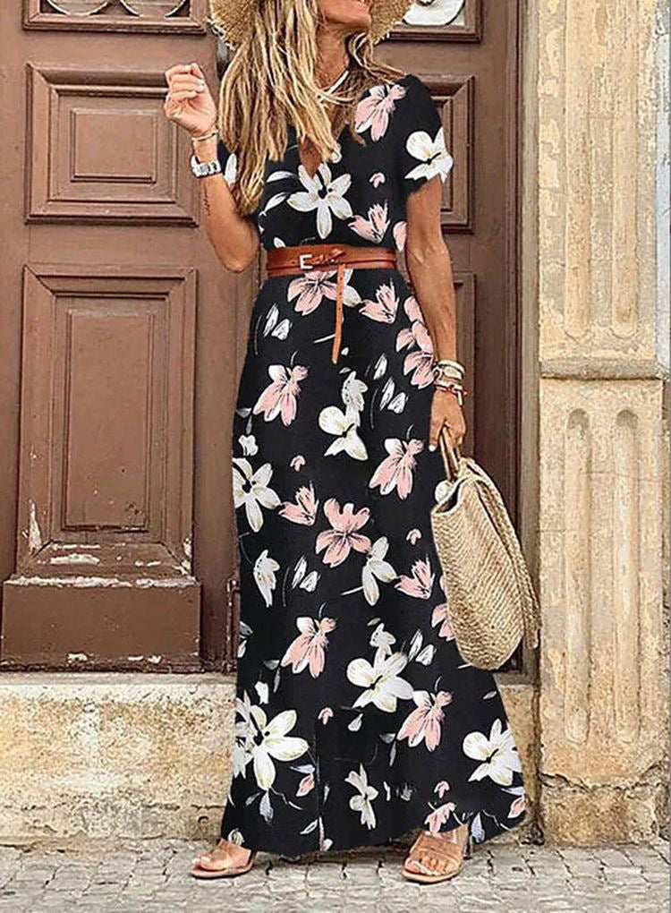 V-Neck Floral Dress