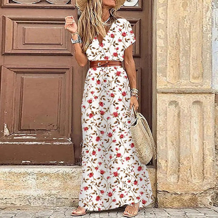 V-Neck Floral Dress