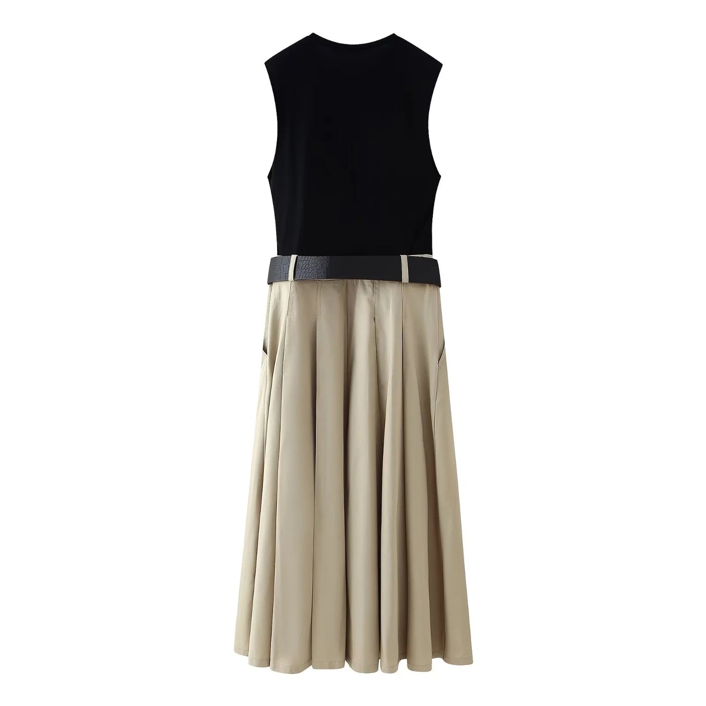 Splice Dress Wth Shoulder   Pad