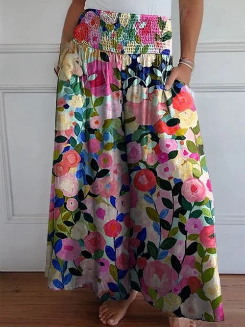 Wide-leg Stretch-waist Pants