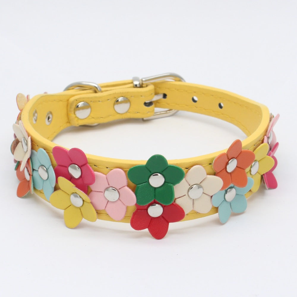 Double Row Flower Pet Collar