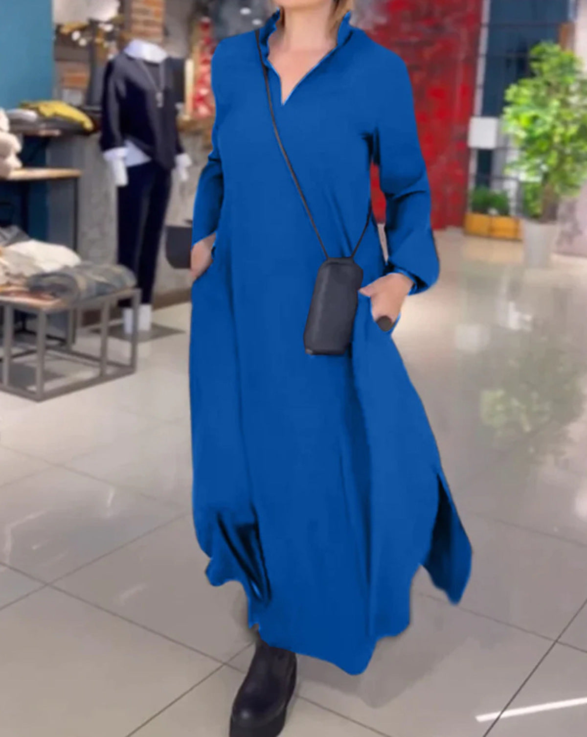 Women's V-neck Long-sleeve Dress