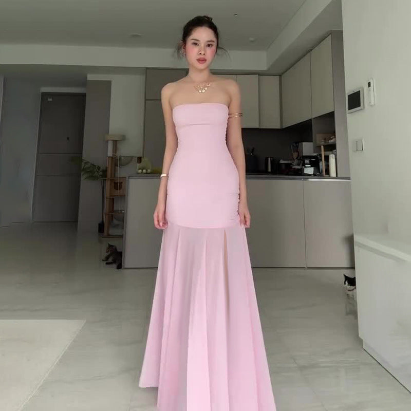 Strapless Mesh Fishtail Dress Female