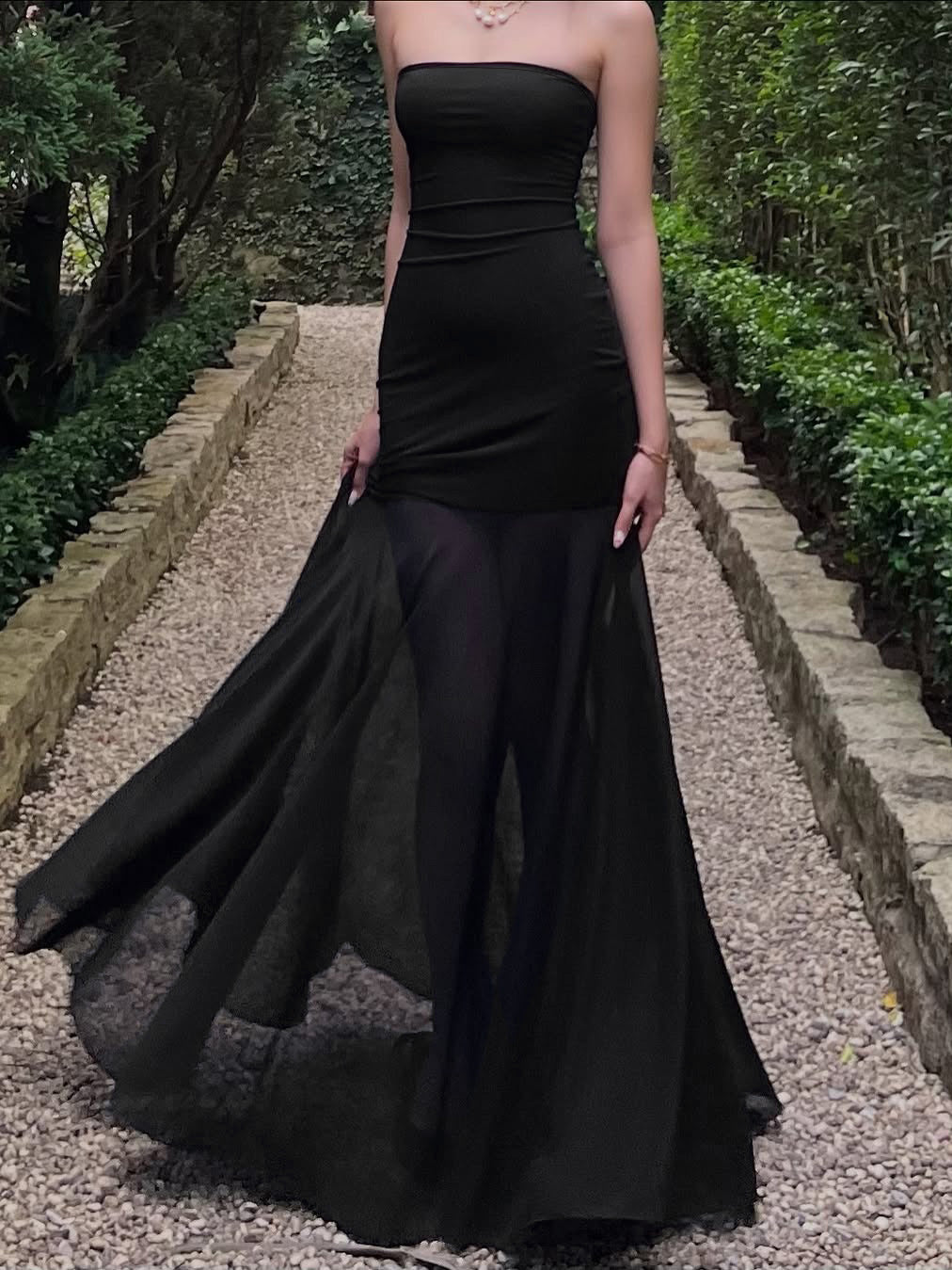 Strapless Mesh Fishtail Dress Female