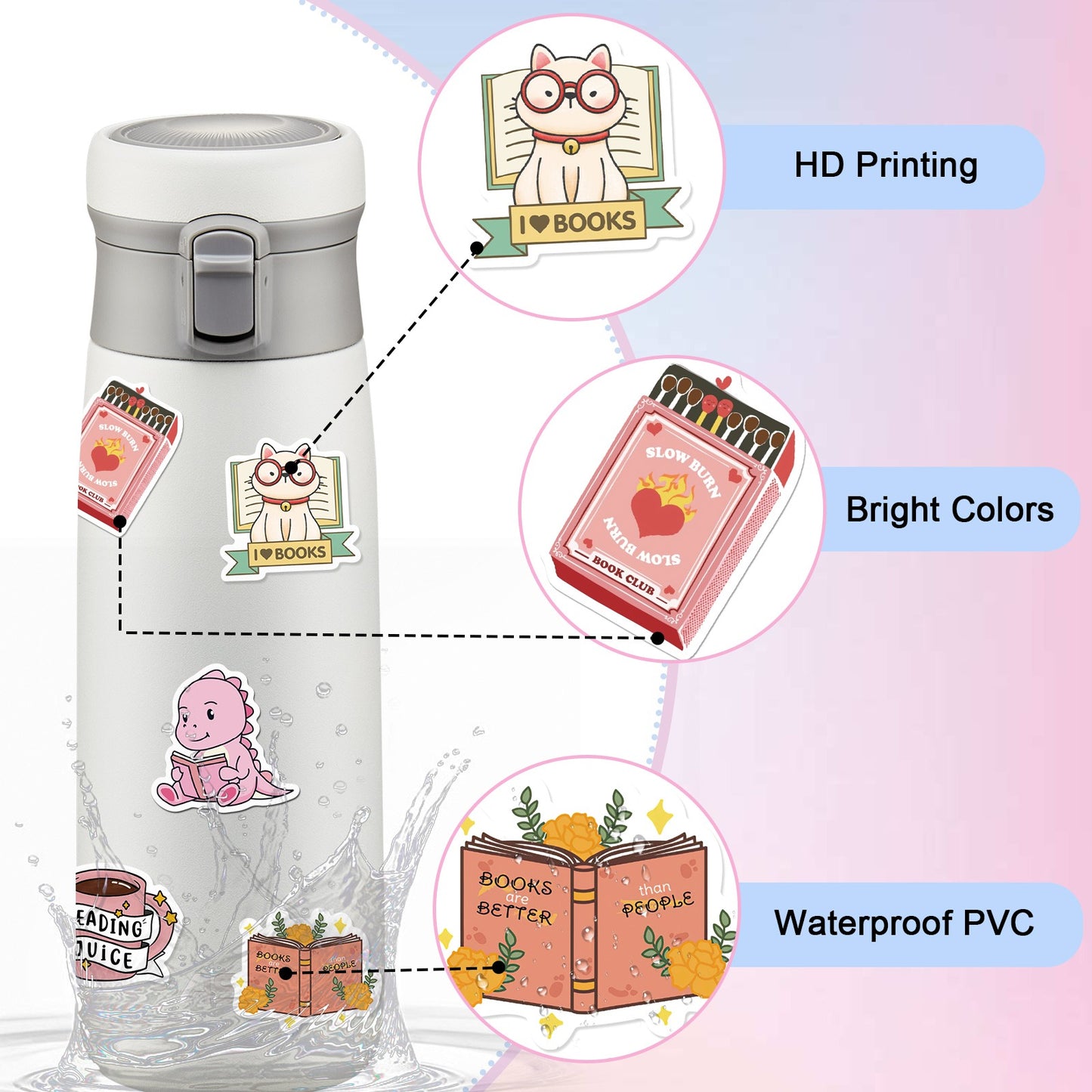 324Pcs Book Stickers For Kindle, Spicy Bookish Sticker Pack For Adults, Aesthetic Book Accessories, Booktok Book Lovers Gifts, Vinyl Decals For Laptops, Water Bottles