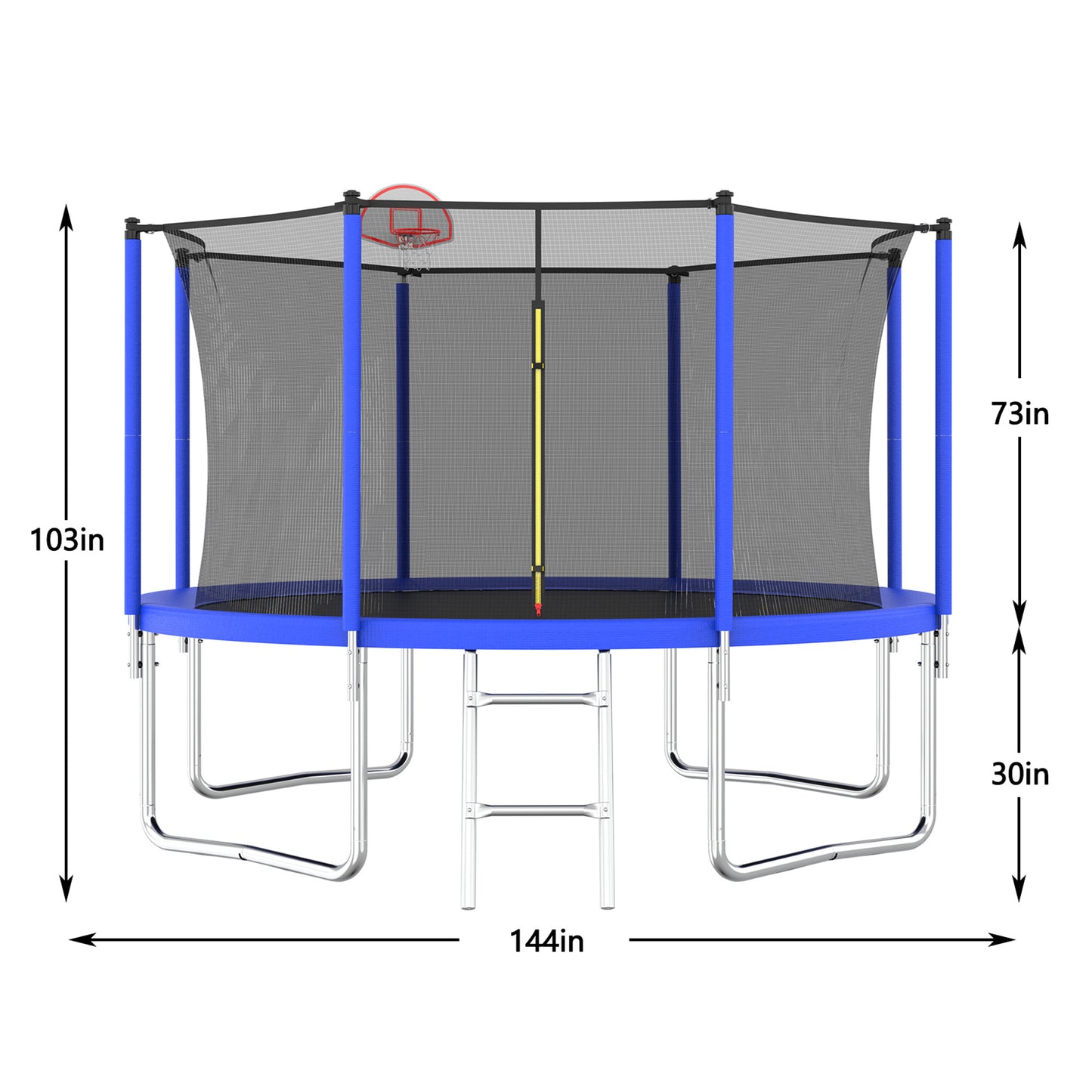 12FT Trampoline For Kids & Adults With Basketball Hoop And Ball ,Recreational Trampolines With Safety Enclosure For Back Yard Outdoor