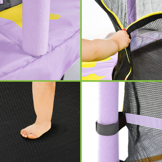 55 Kids Trampoline With Safety Net, 4.5FT Outdoor Indoor - Purple