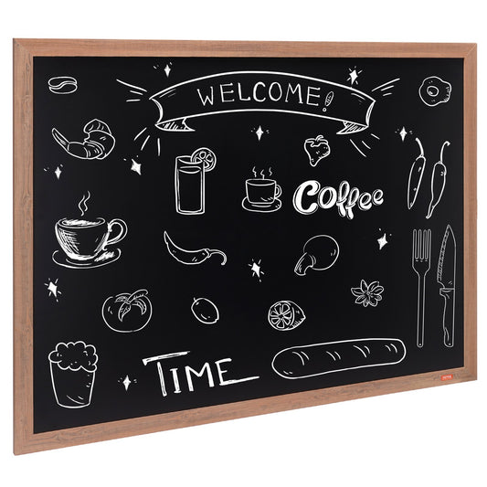 Magnetic Chalk Board, Hanging Message Signs With Chalks & Eraser, Vintage Wooden Chalkboard Sign, Rustic Brown Framed Calendar And Bulletin Combo Boards, 35"x46", Kitchen, Home Decor, Wedding