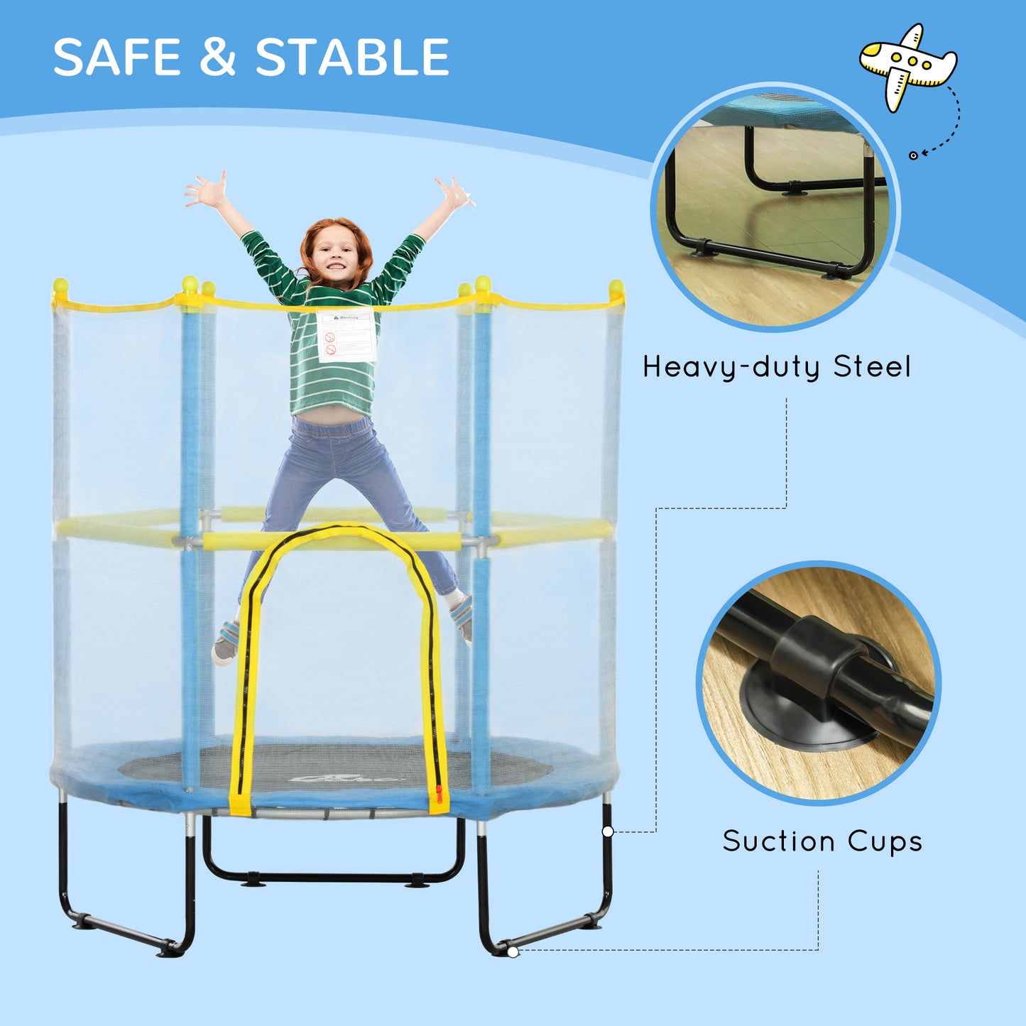 Trampoline for Kids with Safety Enclosure Net
