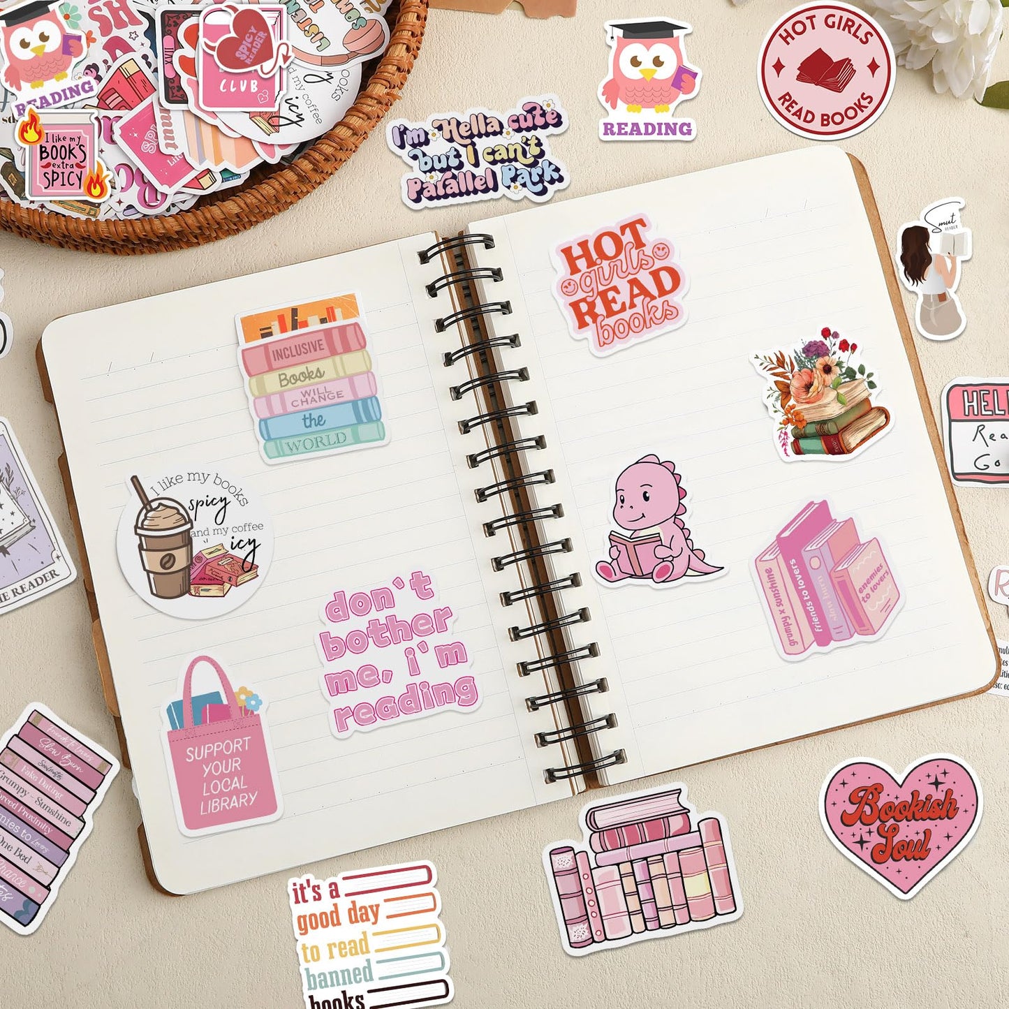 Book Stickers For Kindle, Romance Book Stickers, Aesthetic Bookish Stickers For Adults, Vinyl Decals For Laptops, Water Bottles, Booktok Book Lovers Gifts Scrapbooking Stickers,Amazon Is Banned