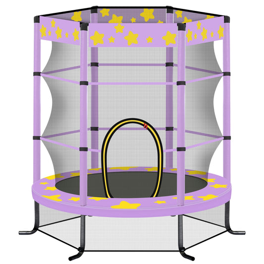 55 Kids Trampoline With Safety Net, 4.5FT Outdoor Indoor - Purple
