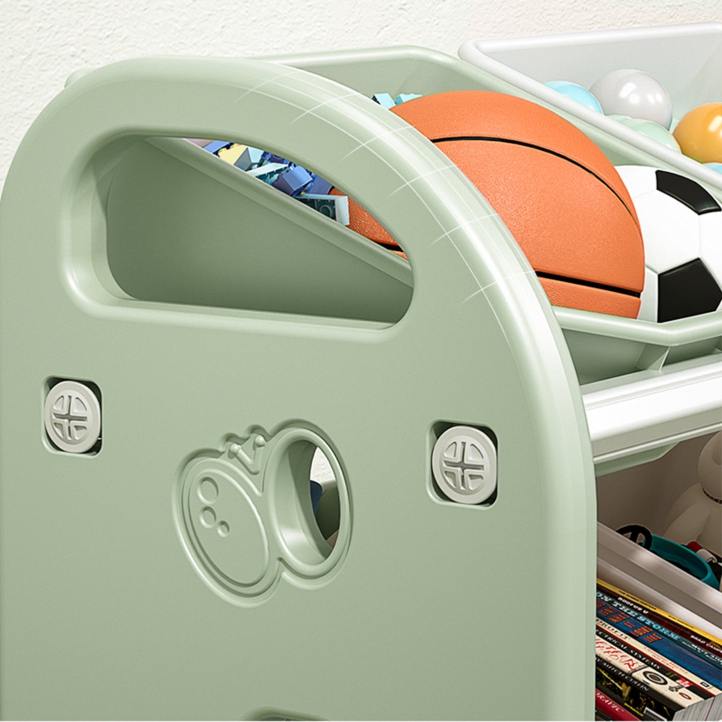 Kids Toy Storage Organizer With 6 Bins, Multi-functional Nursery Furniture Set