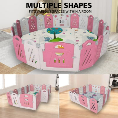 20X2 Panel Baby Playpen  Foldable Playard For Baby And Kids  Adjustable Shape Play Fence With Safety Lock Gate