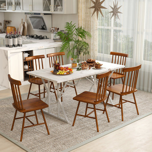 Dining Chairs Set of 4, Farmhouse Wood Kitchen Chairs with Rubber Wood Frame, Spindle Back for Dining Room, Light Brown