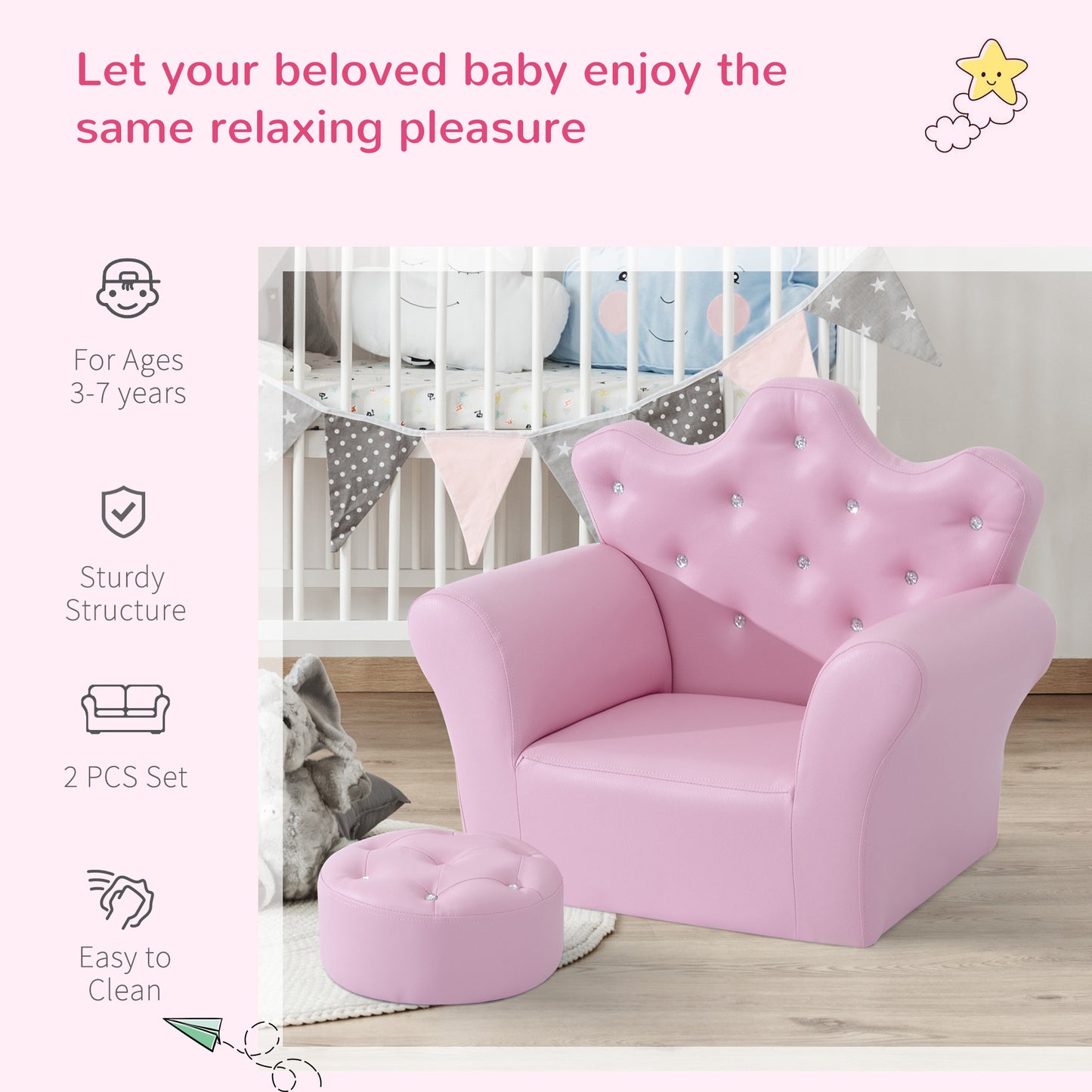 Kids Sofa Set with Footstool
