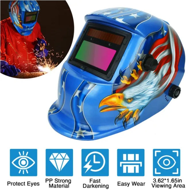 Welding Helmet Solar Powered Auto Darkening Hood With Adjustable Wide Shade Range 9-13