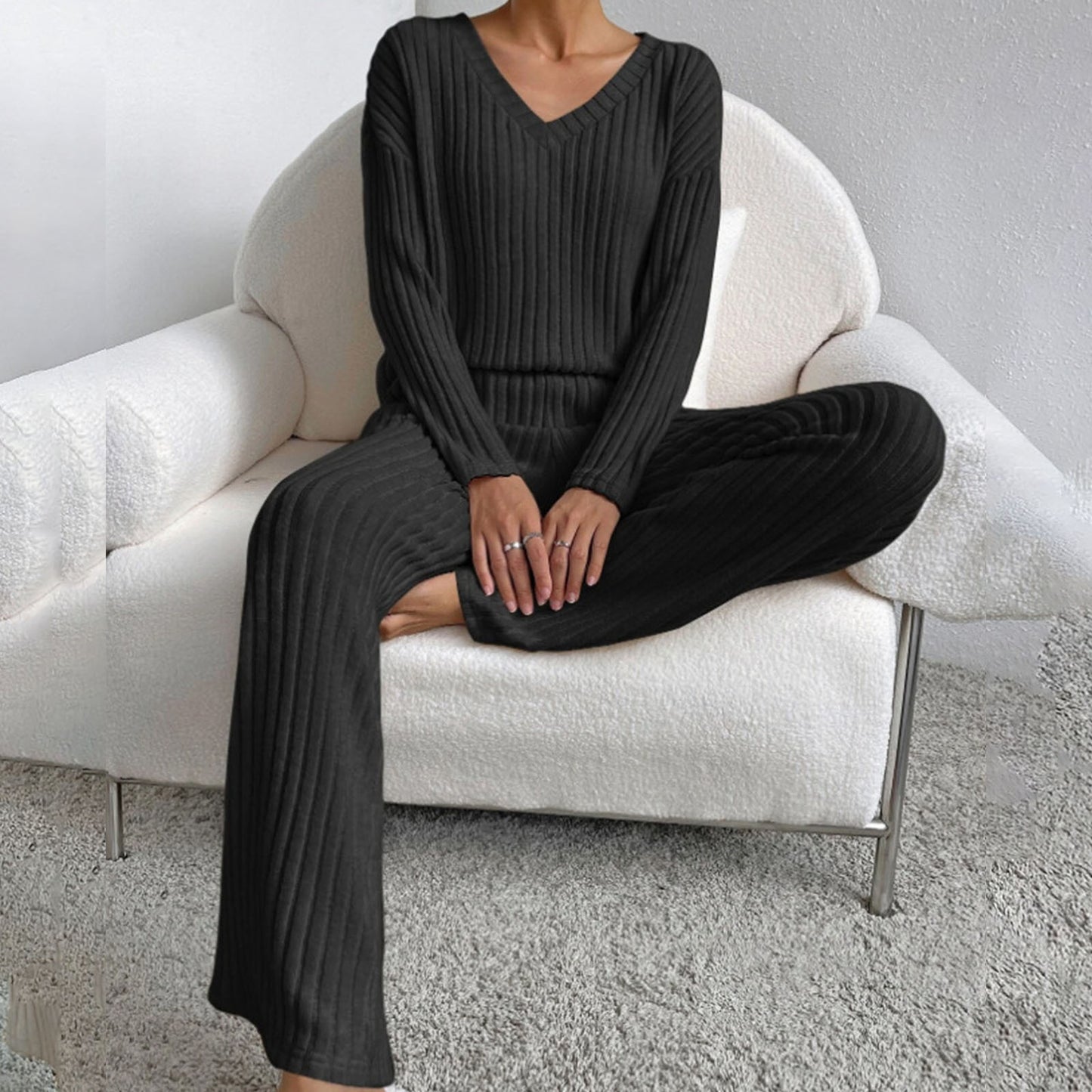 V-Neck Pit Knitted Sleeve