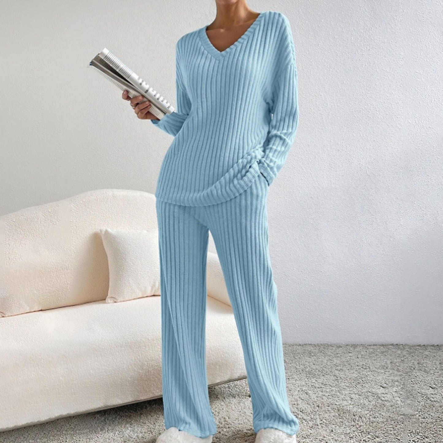 V-Neck Pit Knitted Sleeve