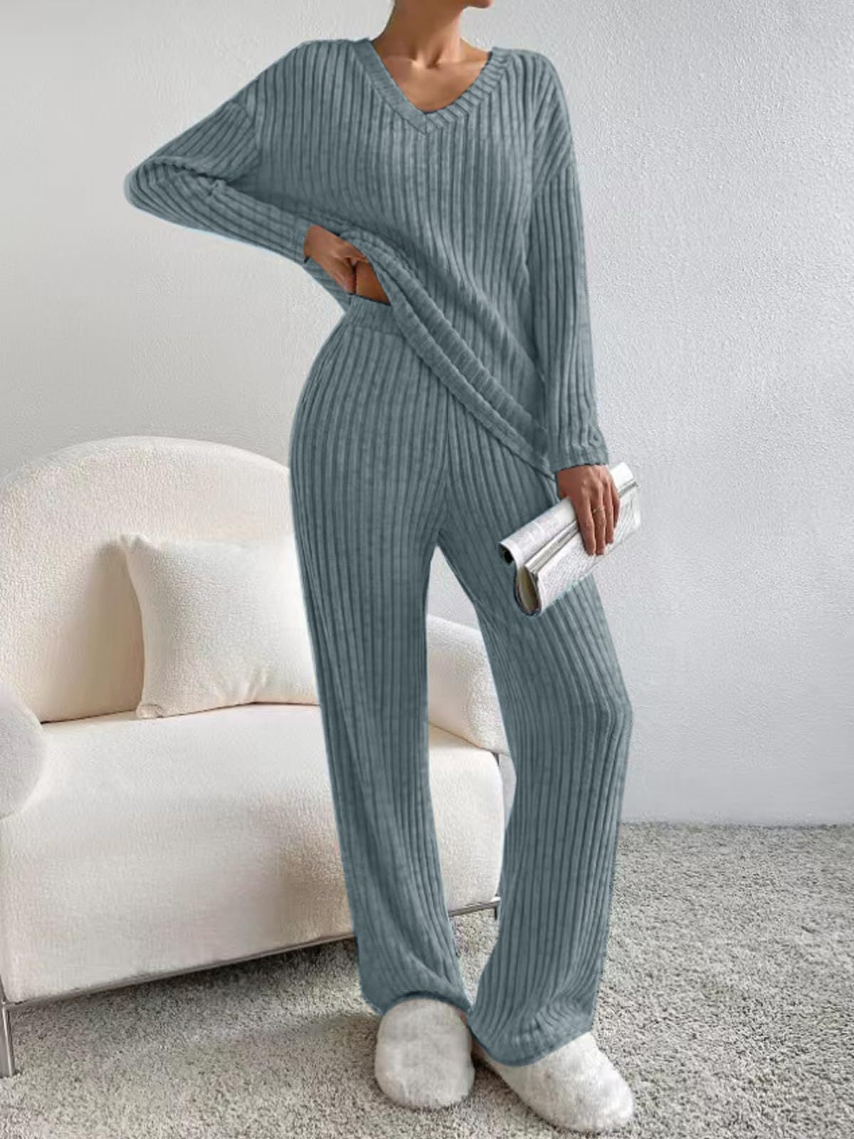 V-Neck Pit Knitted Sleeve