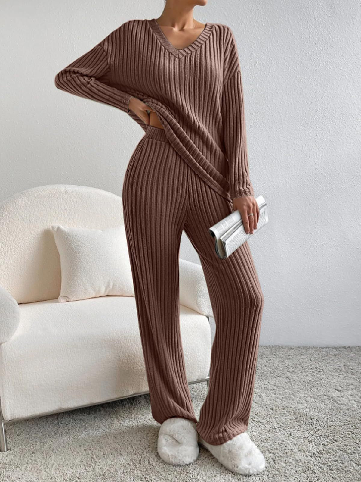 V-Neck Pit Knitted Sleeve