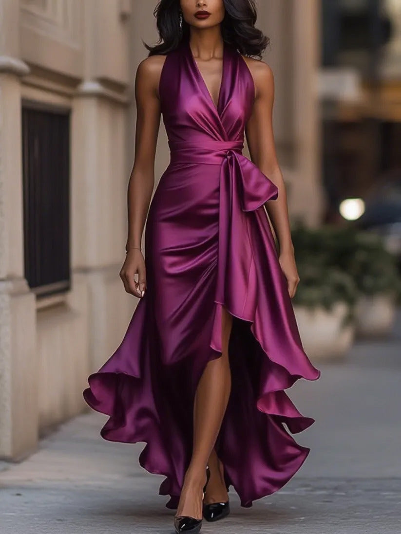 V-Neck Irregular Dress
