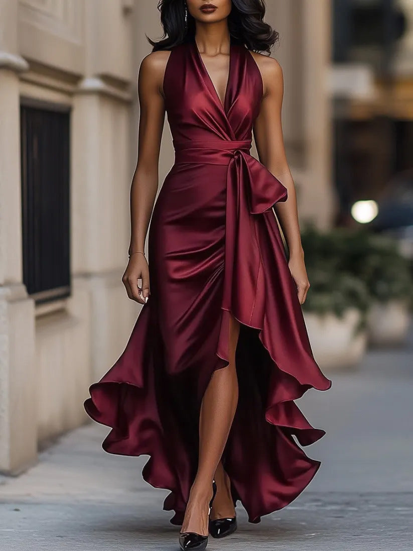 V-Neck Irregular Dress
