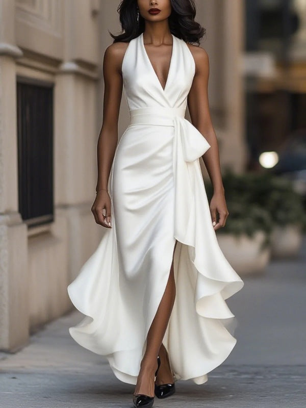 V-Neck Irregular Dress