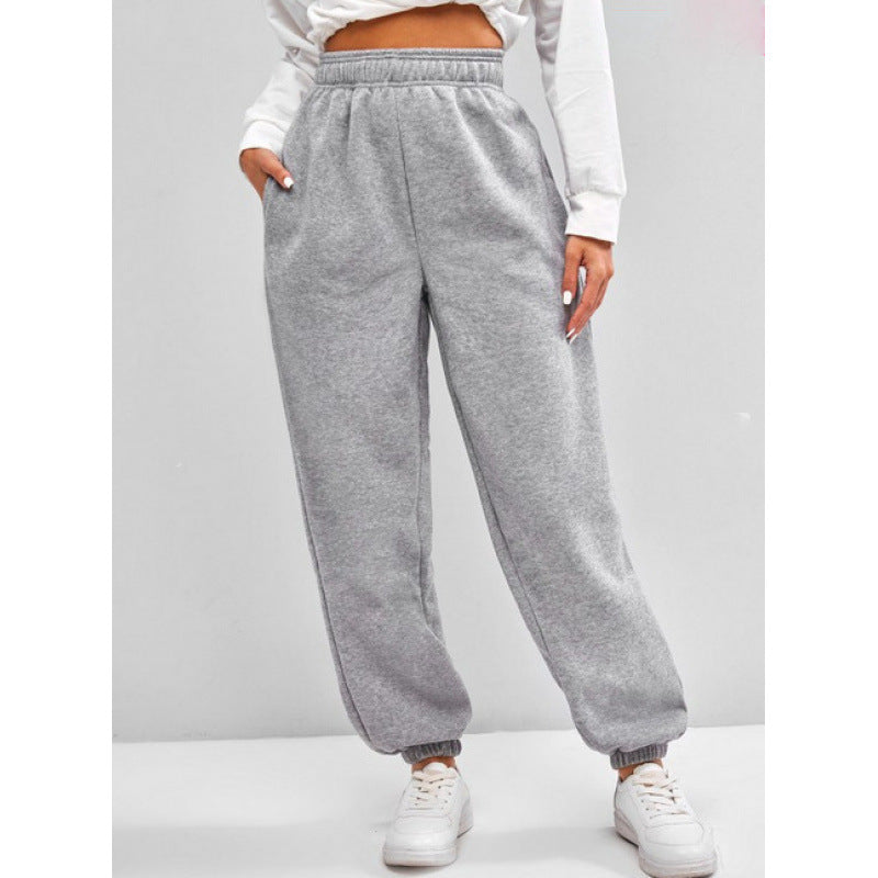 High Waist Solid Color Sweatpants