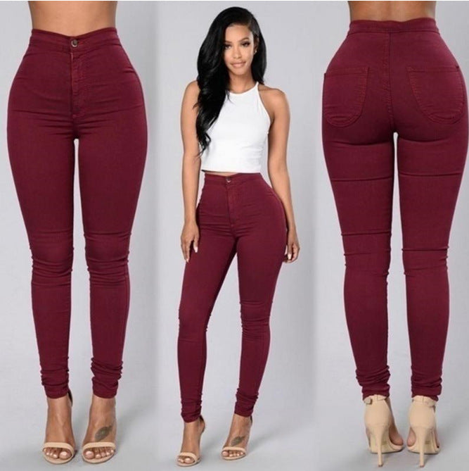 Slim-Fit Candy-Color Casual Pants