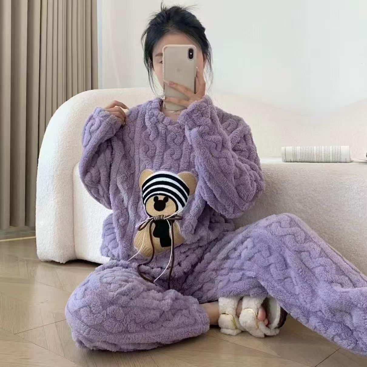 Thickened Warm Pajamas Set